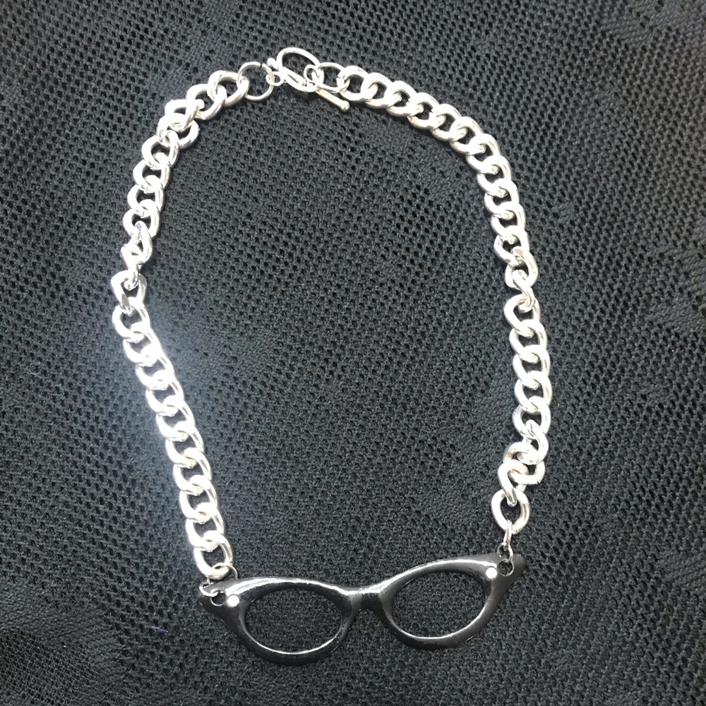 Silver Necklace with glasses